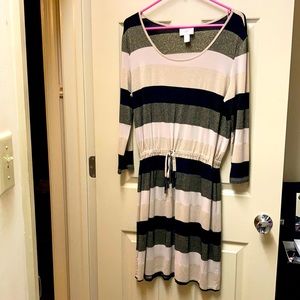 LOFT Small Dress, Black, Tan, and Metallic Gold